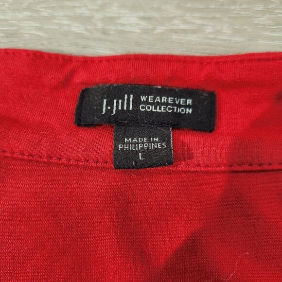 J Jill Wearever Collection Red Stretch Knit Cardigan Jacket Womens Size L - Picture 6 of 11